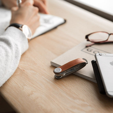 ORBITKEY Leather Key Organiser COGNAC