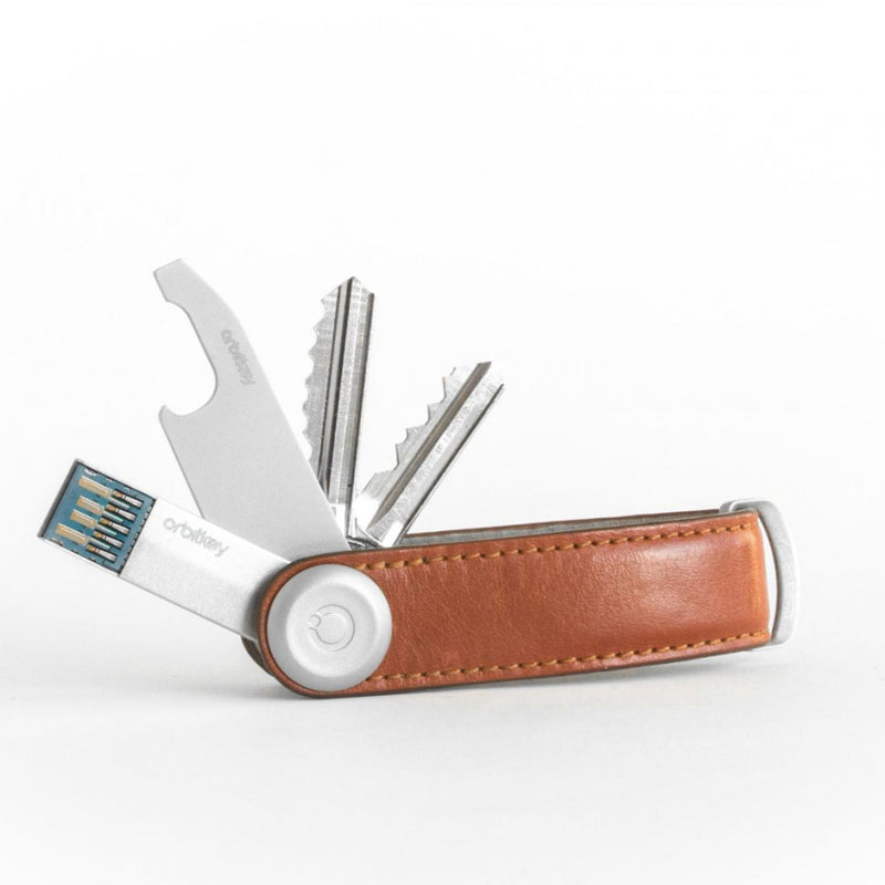 ORBITKEY Leather Key Organiser COGNAC